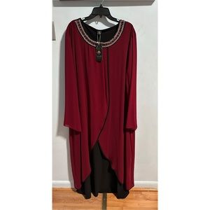 Embroidered Cape Dress